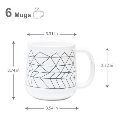 6pc Spidy 14oz Coffee Tea Ceramic Mug Set - White