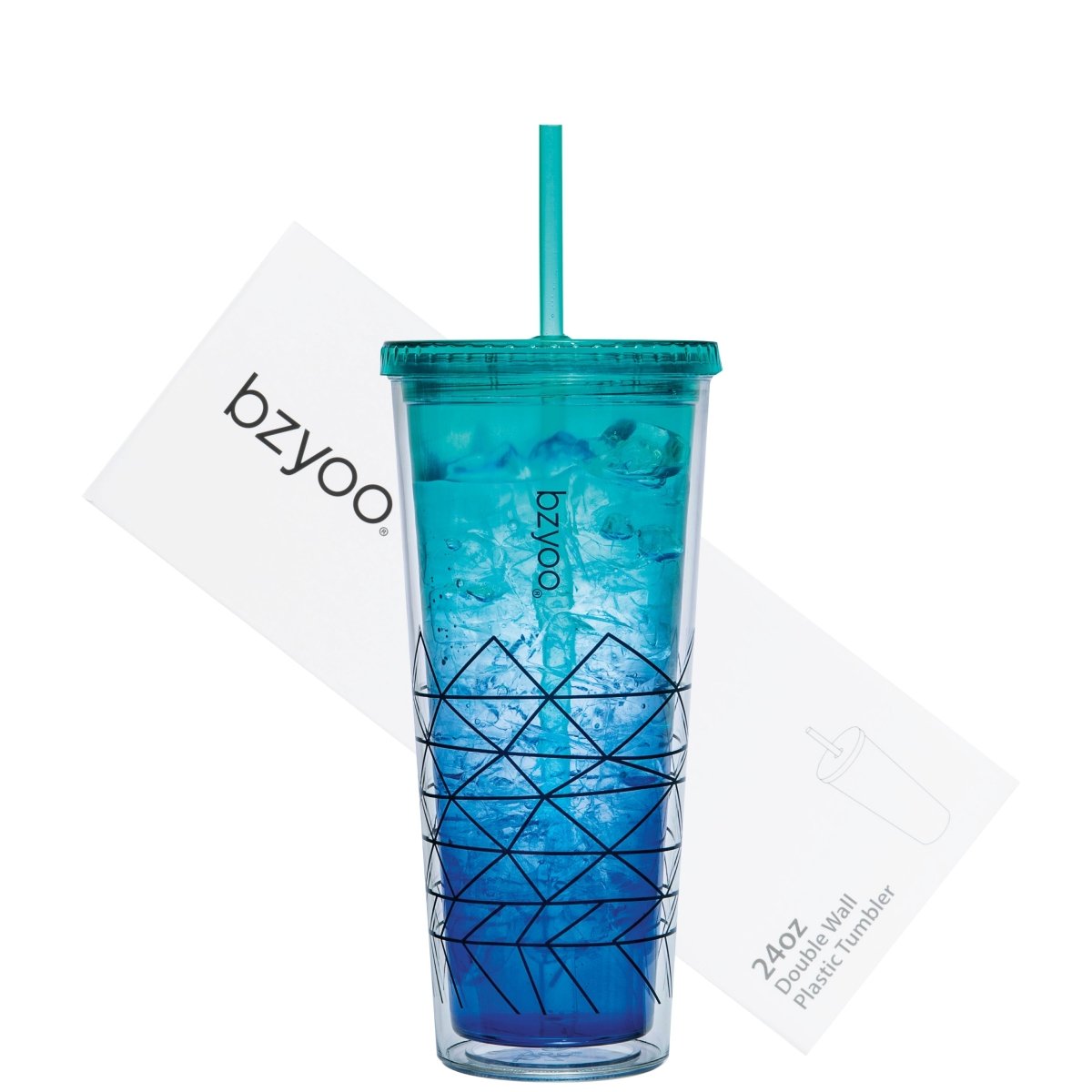 bzyoo SIP 24oz (710ml) Double Wall Plastic Tumbler with Lid and Straw Cold Drink Travel Mug Party Reusable Cup For Office Outdoo
