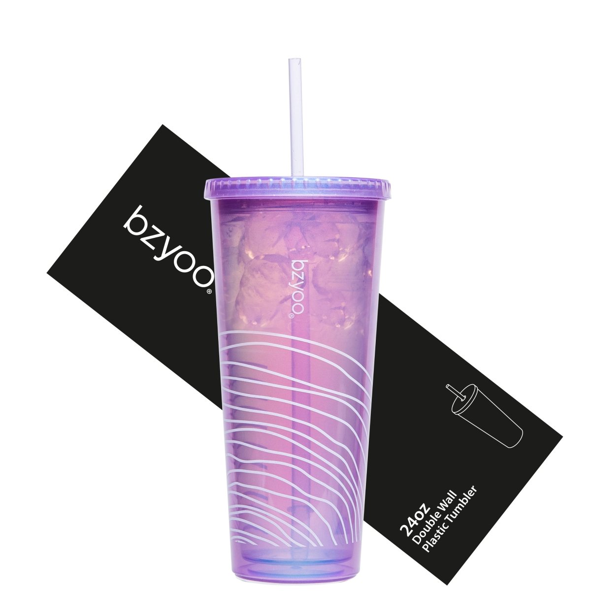 24oz SIP Double Wall Plastic Straw Tumbler w/ Lid - Pearl Purple