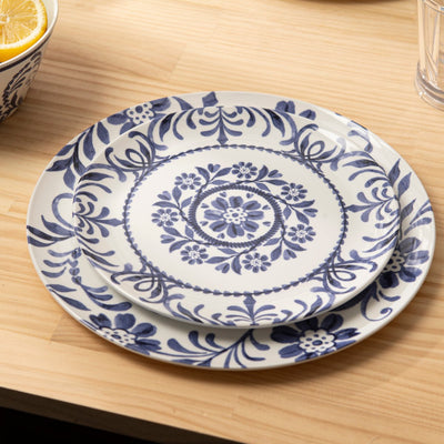 12 pc Outdoor dinnerware set - indigo floral - bzyoo