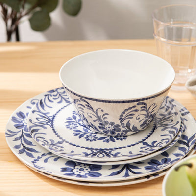 12 pc Outdoor dinnerware set - indigo floral - bzyoo