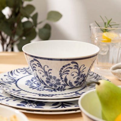 12 pc Outdoor dinnerware set - indigo floral - bzyoo