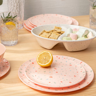 12 pc Outdoor Dinnerware Set - Pink Confetti - bzyoo