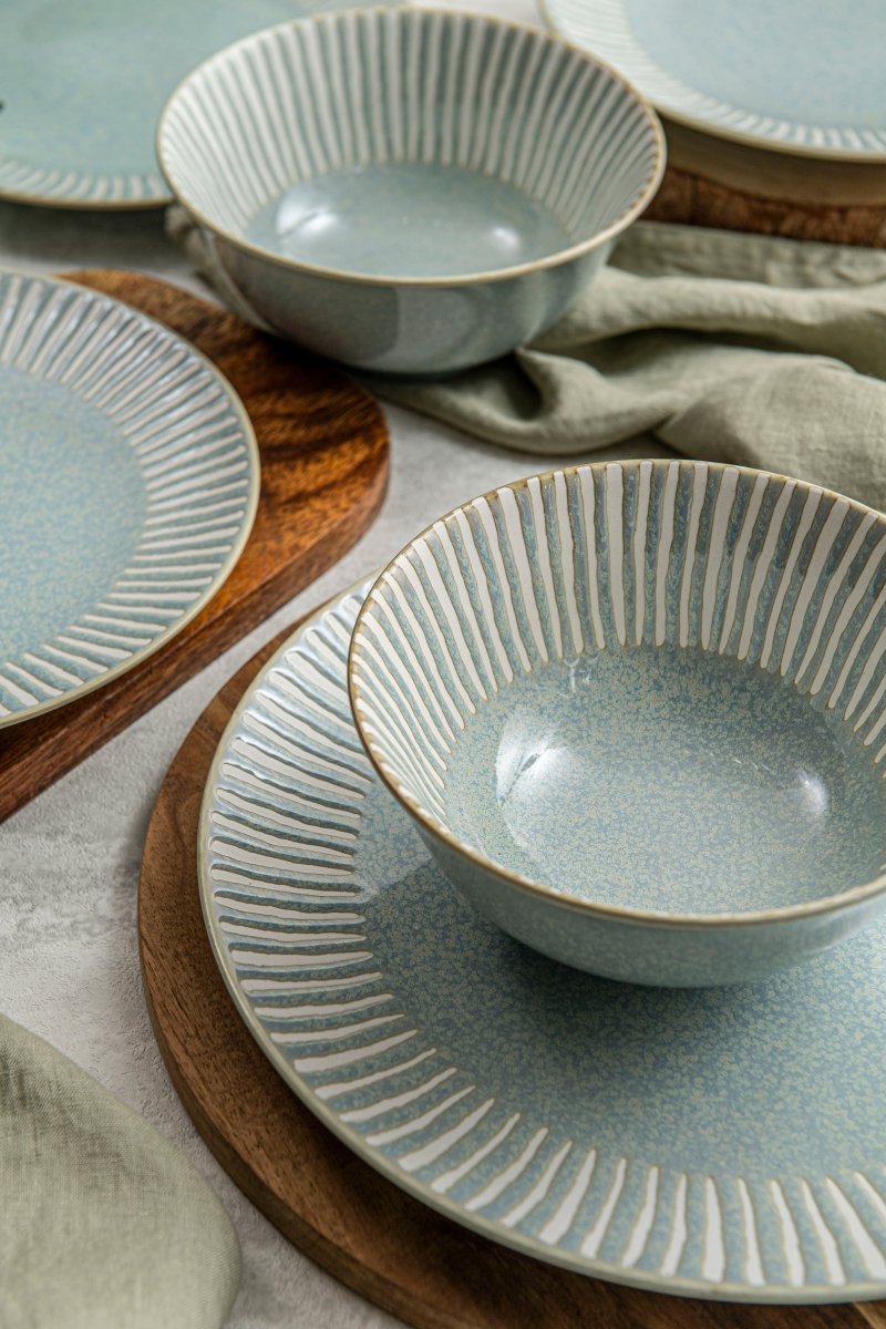 12pc Ceramic Plate & Bowl Dinnerware Set - Bali Breeze - bzyoo