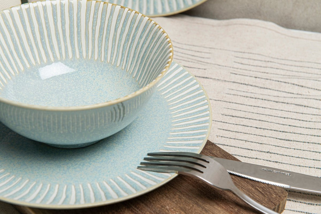 12pc Ceramic Plate & Bowl Dinnerware Set - Bali Breeze | Bzyoo