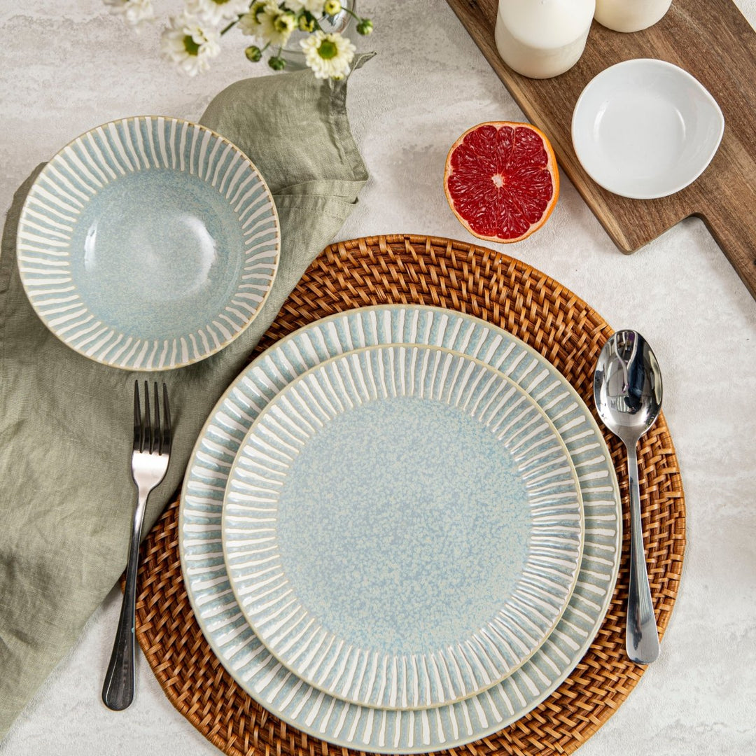 12pc Ceramic Plate & Bowl Dinnerware Set - Bali Breeze | Bzyoo