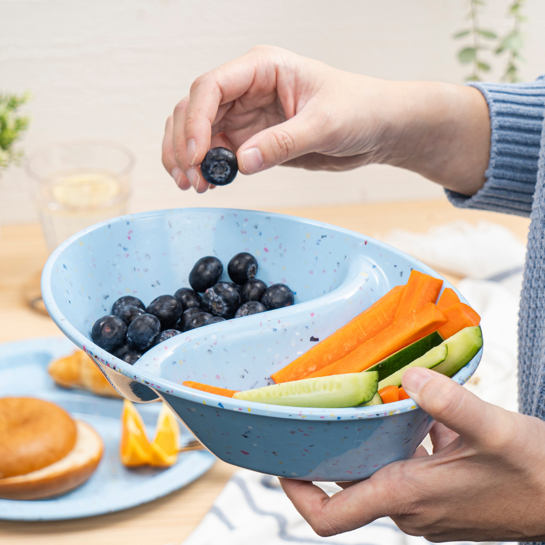 2PC Confetti Divided Serving Dish - Blue