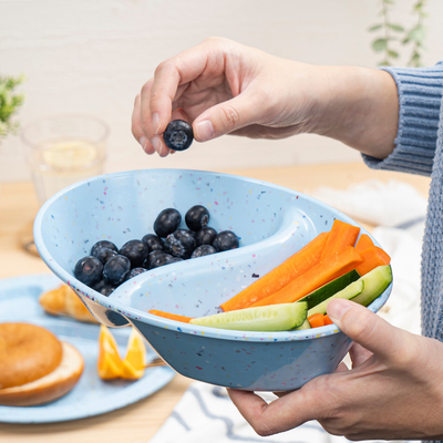 2PC Confetti Divided Serving Dish - Blue