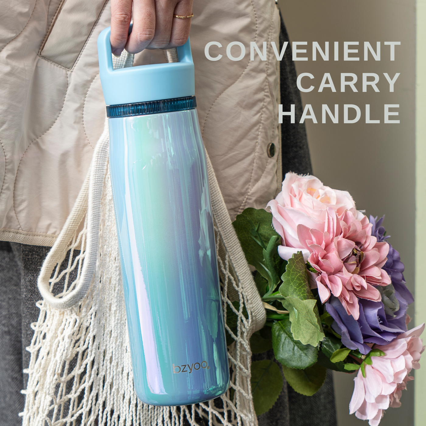 24oz Insulated Water Bottle with Clear Chug Lid - Aurora Iridescent Blue