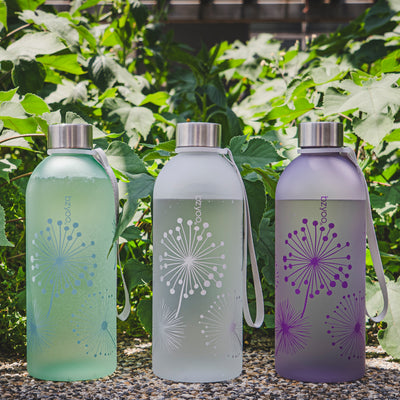32oz Time Marker Tritan Water Bottle w/ Carrying Strap - Dandelion Silver