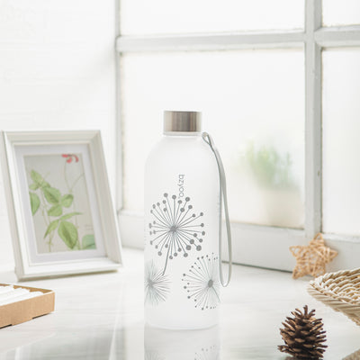 32oz Time Marker Tritan Water Bottle w/ Carrying Strap - Dandelion Silver