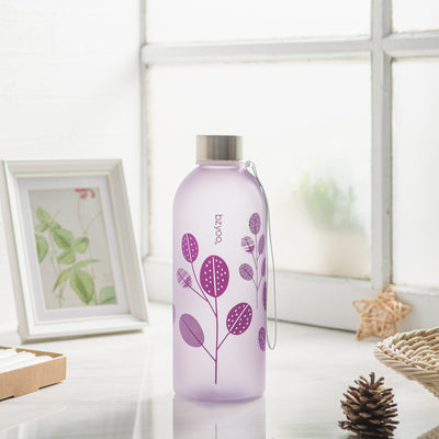 32oz Time Marker Tritan Water Bottle w/ Carrying Strap - Leaf Purple