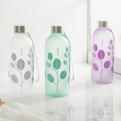 32oz Time Marker Tritan Water Bottle w/ Carrying Strap - Leaf Purple