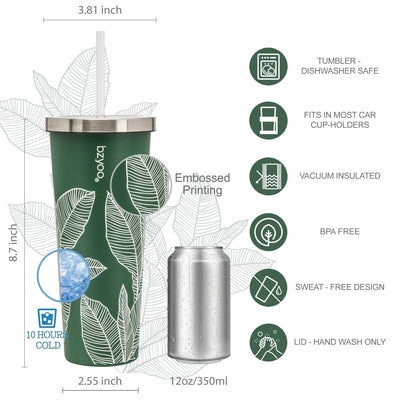 24oz SUP Double Wall Vacuum Insulated Stainless Steel Tumbler w/ Straw Lid - Leaf Green - bzyoo