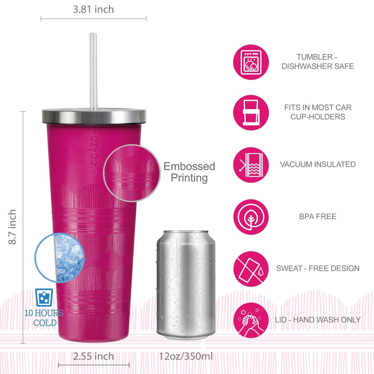 24oz SUP Double Wall Vacuum Insulated Stainless Steel Tumbler w/ Straw Lid - Scribe Purple - bzyoo