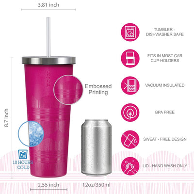 24oz SUP Double Wall Vacuum Insulated Stainless Steel Tumbler w/ Straw Lid - Scribe Purple - bzyoo