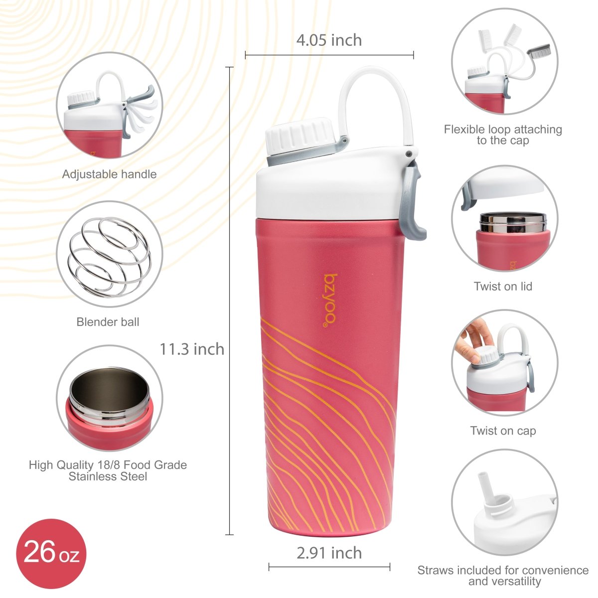 26oz Stainless Steel Double Wall Insulated Tumbler - Organica Red - bzyoo
