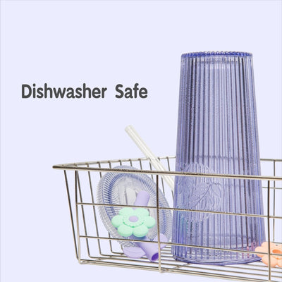 26oz Tumbler with Straw & Lid, Cute Flower Silicone Straw Tips - Botanica Purple - bzyoo