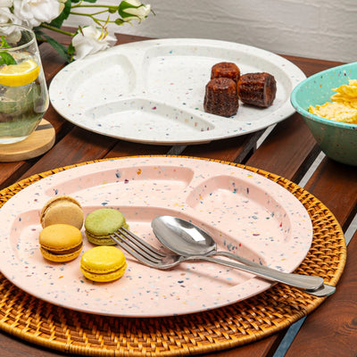 2PK Speckle Divided BBQ Plate - pink - bzyoo