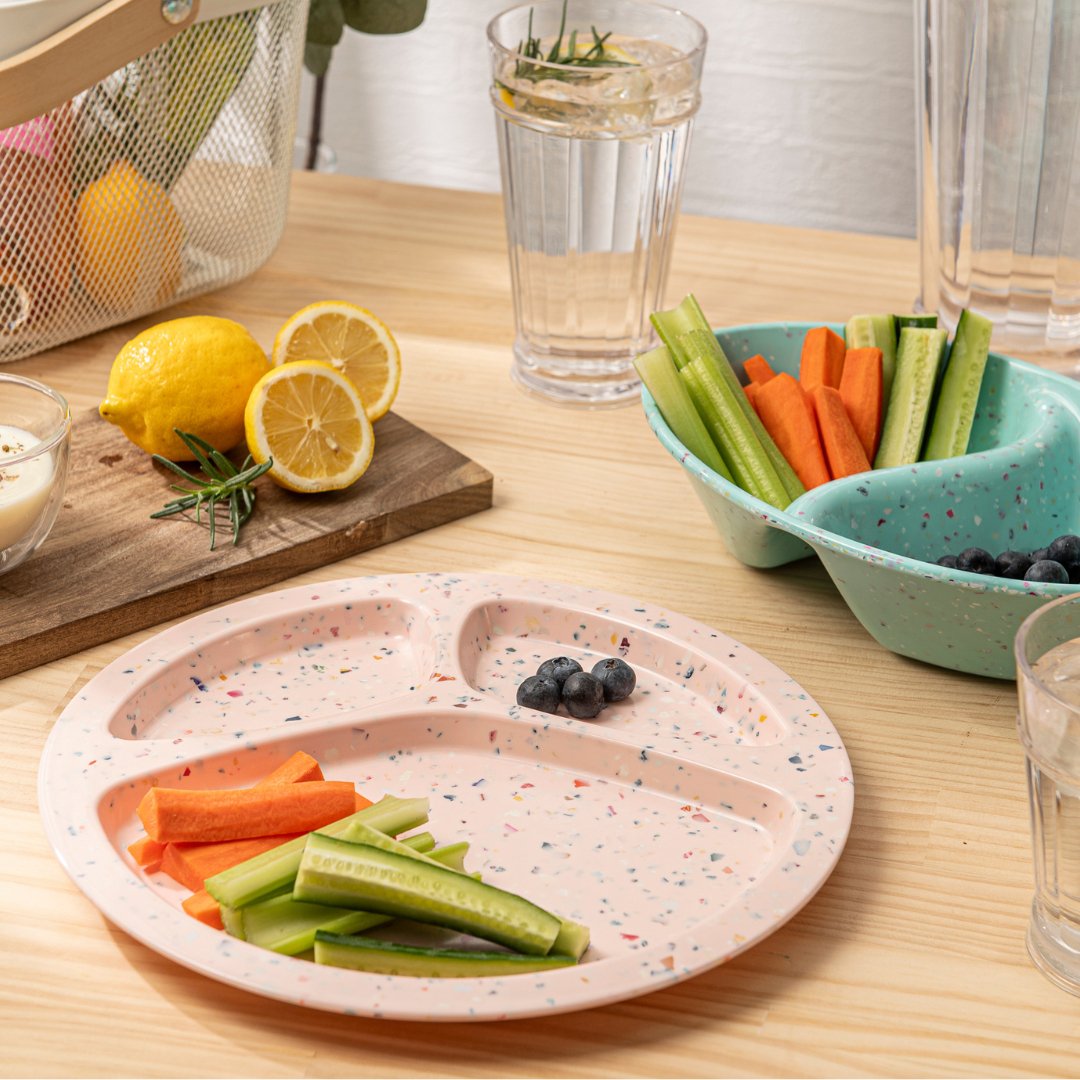 2PK Speckle Divided BBQ Plate - pink - bzyoo
