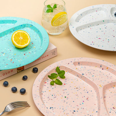 2PK Speckle Divided BBQ Plate - pink - bzyoo
