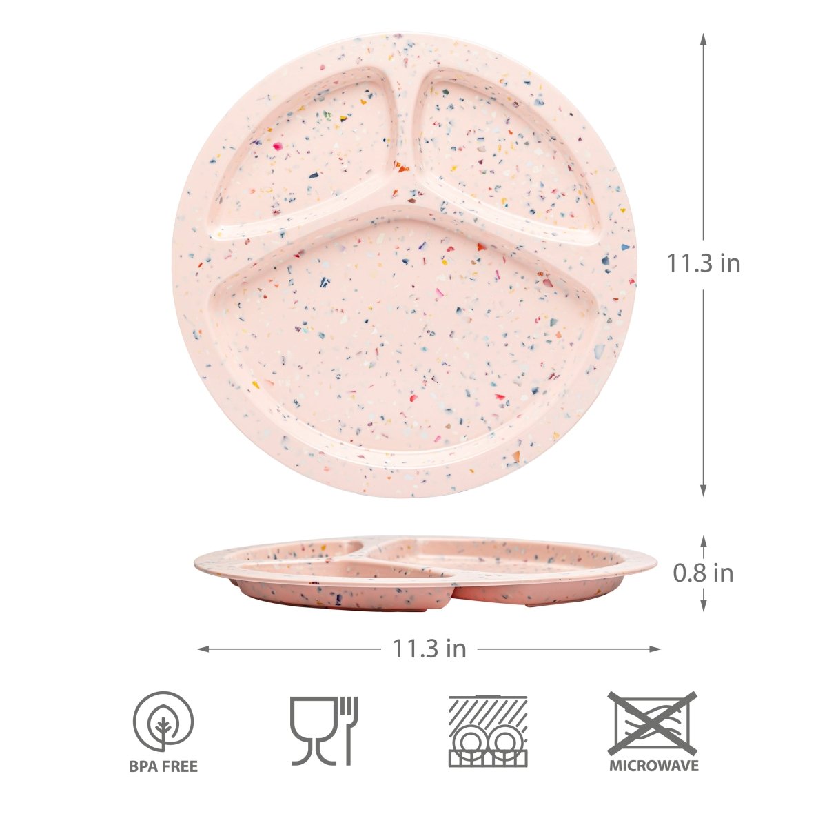 2PK Speckle Divided BBQ Plate - pink - bzyoo
