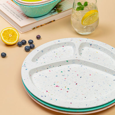 2PK Speckle Divided BBQ Plate - white - bzyoo