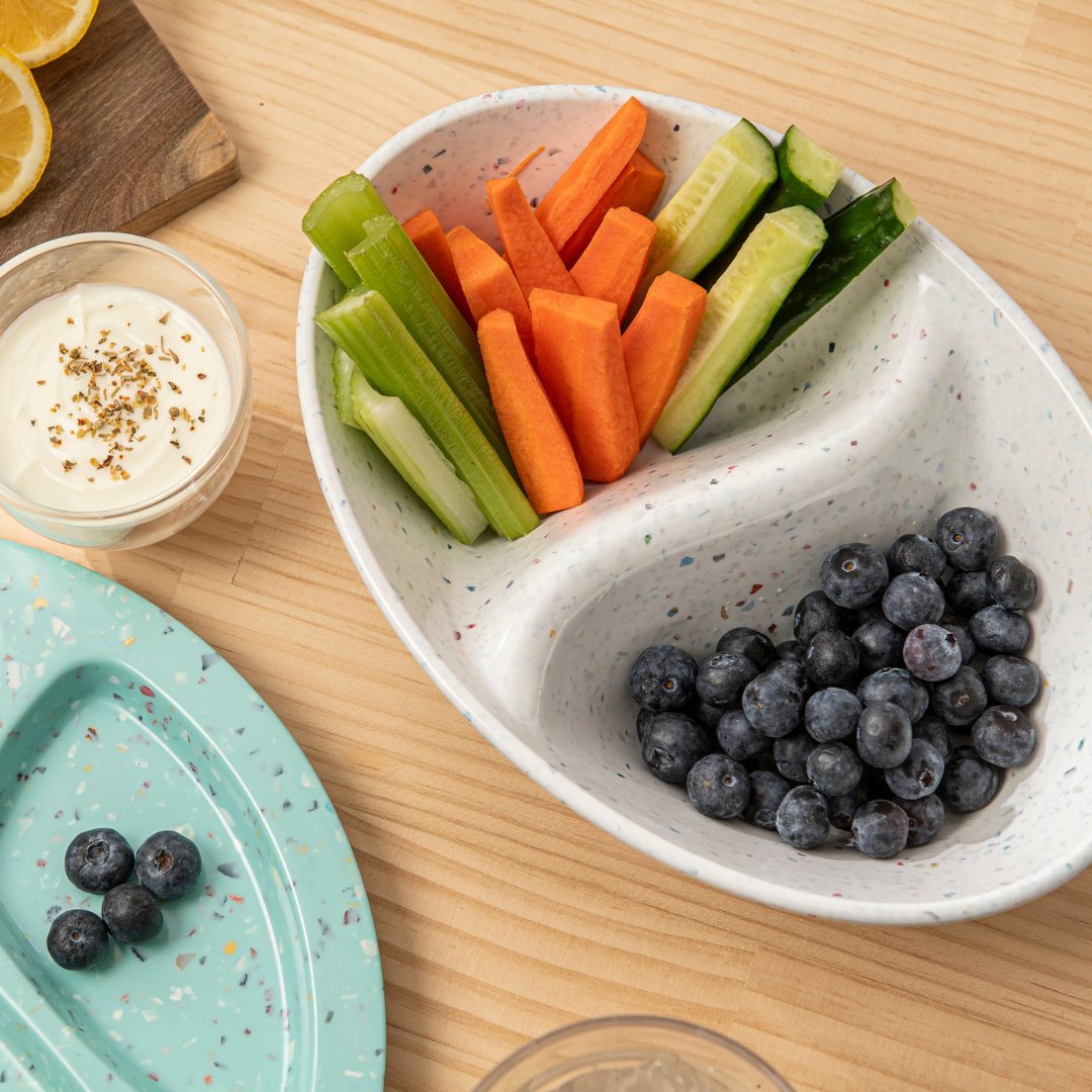 2PK Speckle Divided Serving Dish - white - bzyoo