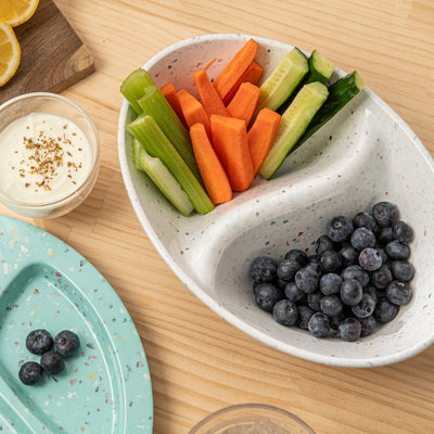 2PK Speckle Divided Serving Dish - white - bzyoo
