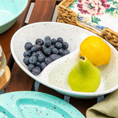 2PK Speckle Divided Serving Dish - white - bzyoo