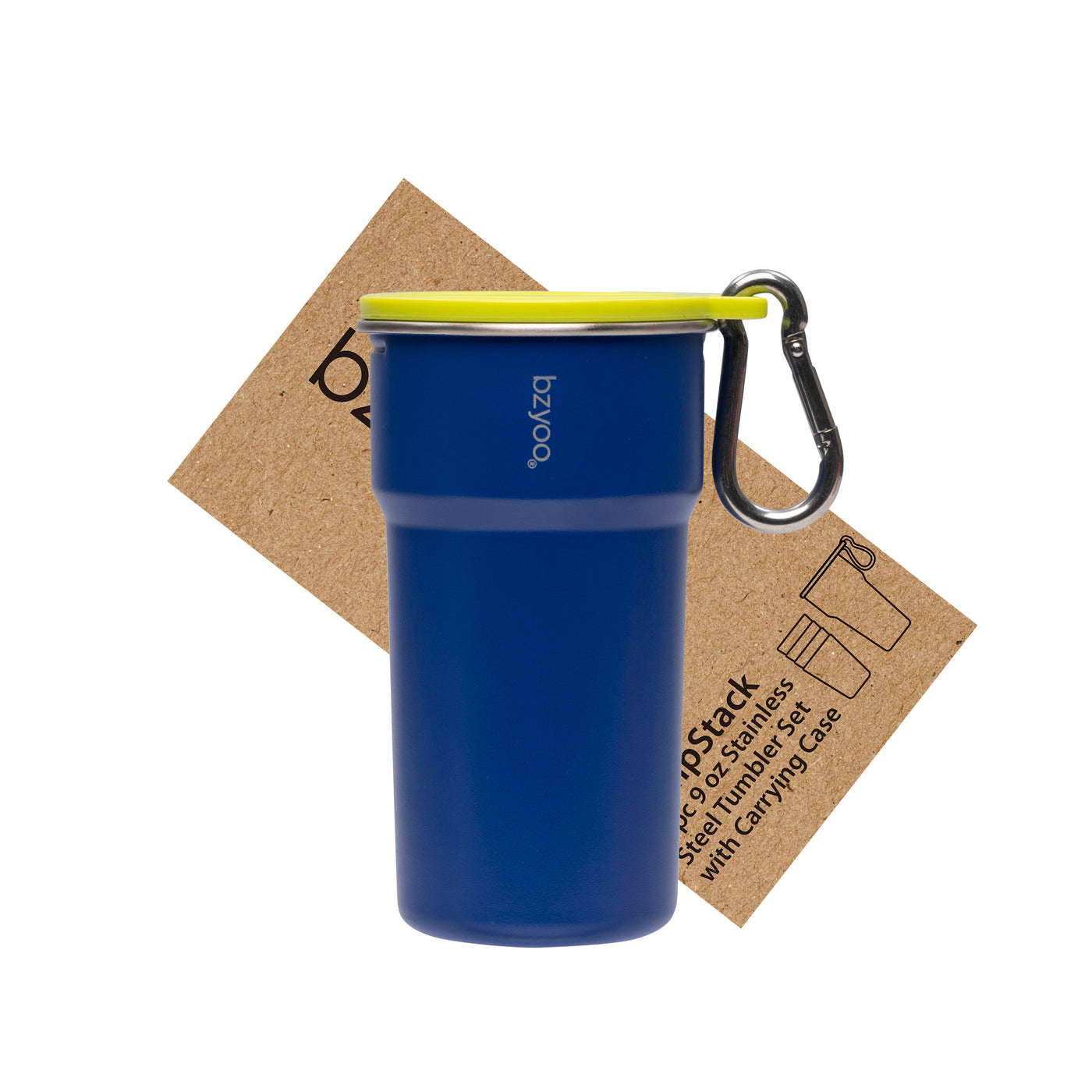 Nesting Stainless Steel Camping Cup Set with Hook Blue Color