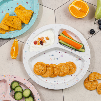 2PC 9"Confetti Divided BBQ Plate - White