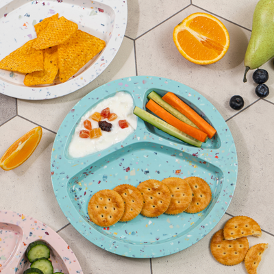 2 PC 9"Confetti Divided BBQ Plate- Green