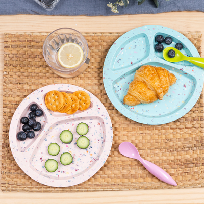 2 PC 9"Confetti Divided BBQ Plate- Green