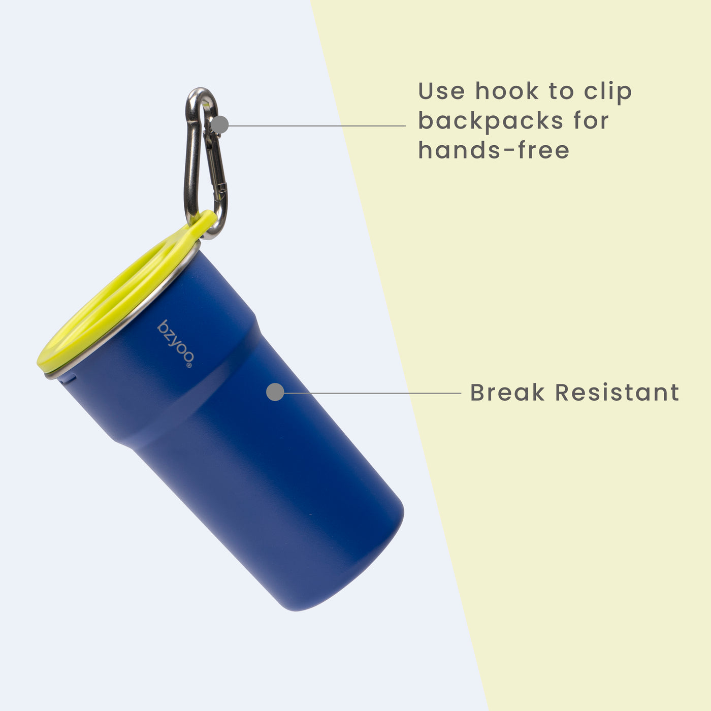 Nesting Stainless Steel Camping Cup Set with Hook Blue Color
