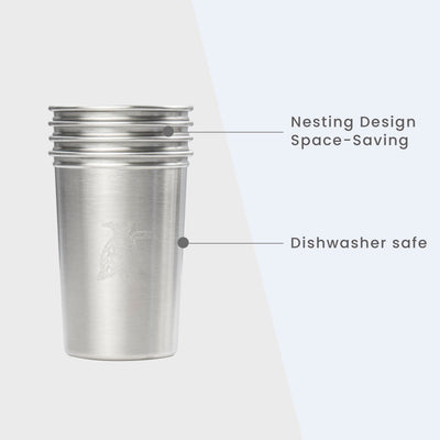Nesting Stainless Steel Camping Cup Set with Hook Blue Color