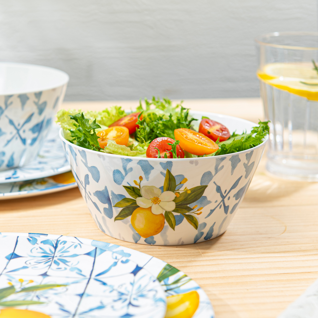 12 pc Outdoor dinnerware set - Lemon Tile | Bzyoo