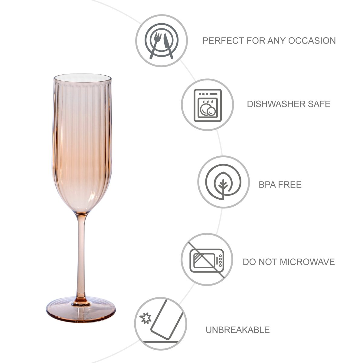 7oz Serenity Champagne Glass Set – 4 Piece - bzyoo