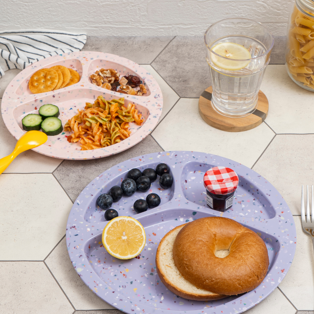 2PC Confetti Divided BBQ Plate - Purple