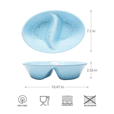 2PC Confetti Divided Serving Dish - Blue