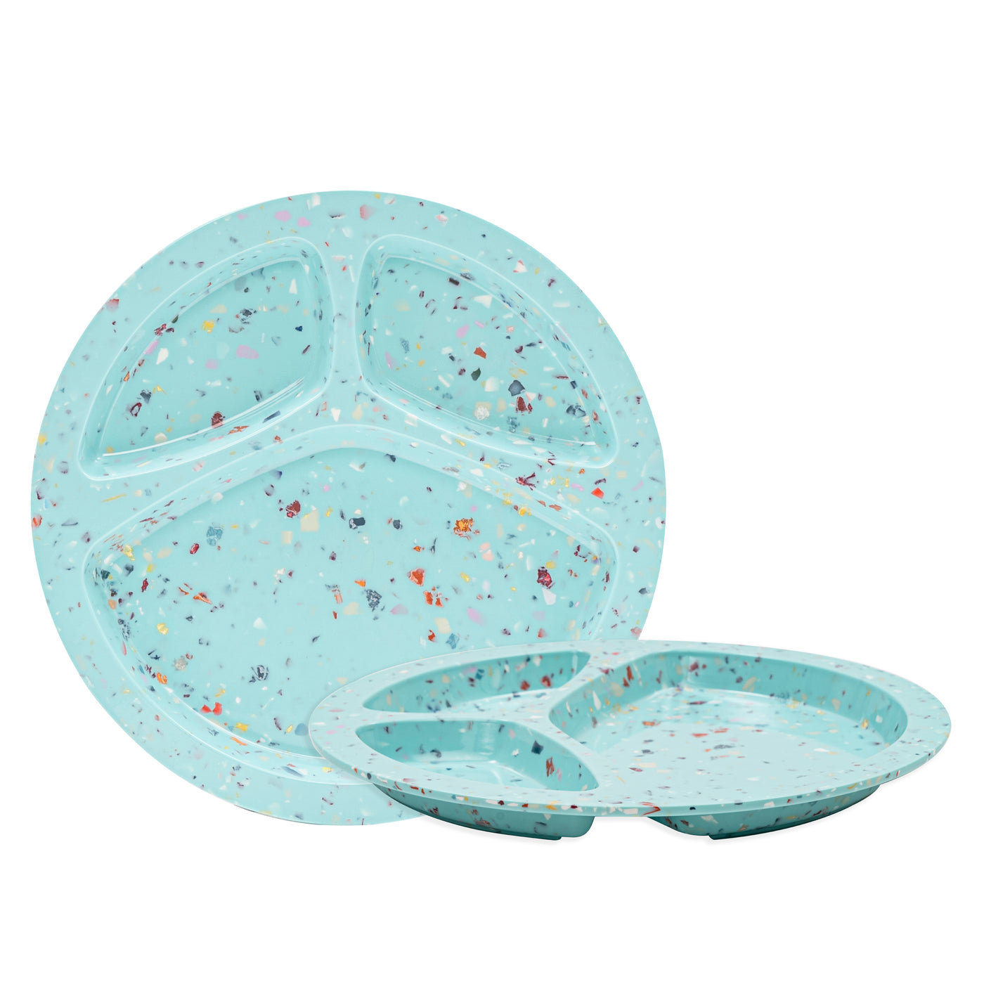 2 PC 9"Confetti Divided BBQ Plate- Green