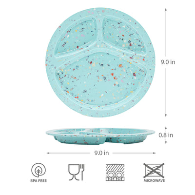 2 PC 9"Confetti Divided BBQ Plate- Green