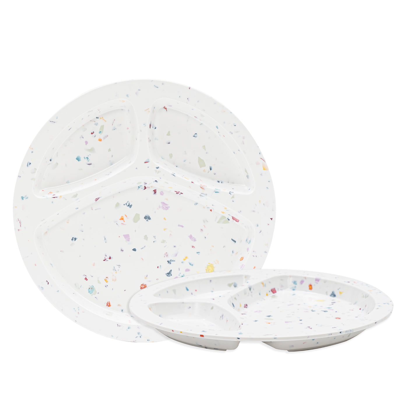 2PC 9"Confetti Divided BBQ Plate - White