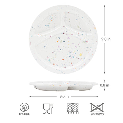 2PC 9"Confetti Divided BBQ Plate - White