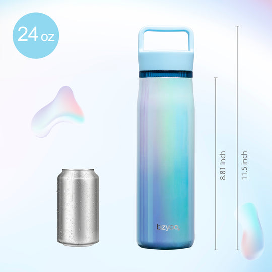 24oz Insulated Water Bottle with Clear Chug Lid - Aurora Iridescent Bl