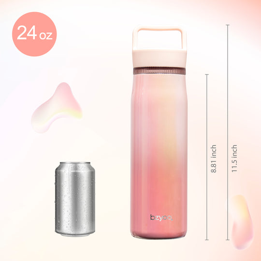 BJPKPK 18oz Light Pink Stainless Steel Insulated Water Bottle, Leak Proof, Straw, BPA-Free - View #13
