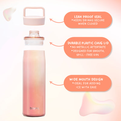 24oz Insulated Water Bottle with Clear Chug Lid - Aurora Iridescent Pink