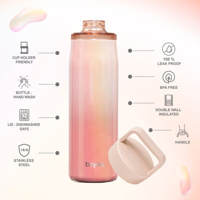 24oz Insulated Water Bottle with Clear Chug Lid - Aurora Iridescent Pink