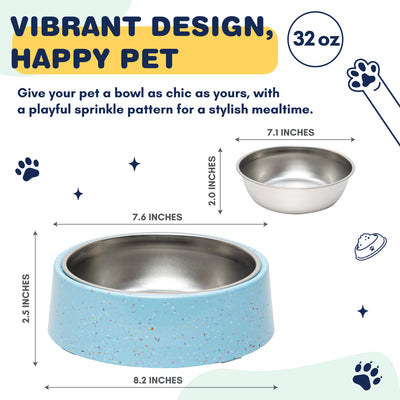 Bzyoo 32oz 4CUP Elevated Dog & Cat Bowl - Blue