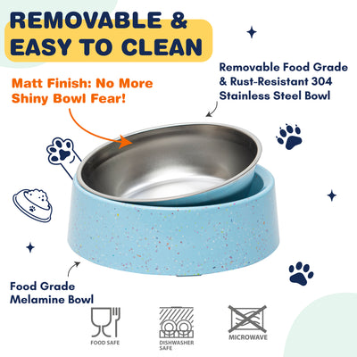 Bzyoo 32oz 4CUP Elevated Dog & Cat Bowl - Blue